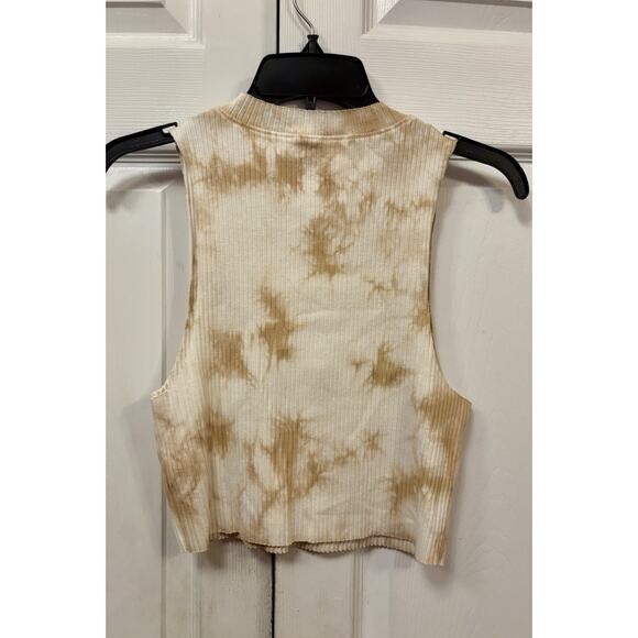 NWOT AERIE Women’s Rebel Cropped White Beige Tie Dye Tank Top L Large NEW - Picture 5 of 6